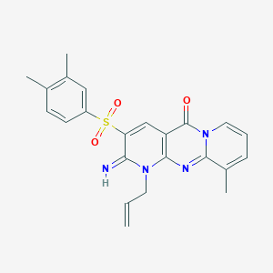 molecular formula C23H22N4O3S B357270 1-allyl-3-((3,4-dimethylphenyl)sulfonyl)-2-imino-10-methyl-1H-dipyrido[1,2-a:2',3'-d]pyrimidin-5(2H)-one CAS No. 853753-71-6