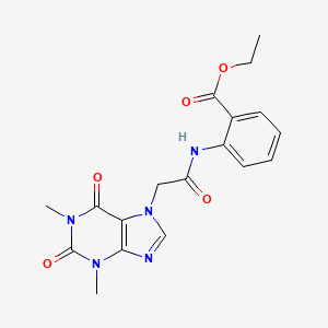 molecular formula C18H19N5O5 B3572712 ethyl 2-{[(1,3-dimethyl-2,6-dioxo-1,2,3,6-tetrahydro-7H-purin-7-yl)acetyl]amino}benzoate CAS No. 5862-89-5