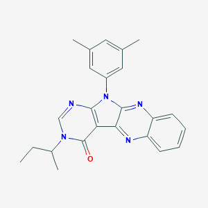 molecular formula C24H23N5O B357277 3-sec-butyl-11-(3,5-dimethylphenyl)-3,11-dihydro-4H-pyrimido[5',4':4,5]pyrrolo[2,3-b]quinoxalin-4-one CAS No. 848746-12-3