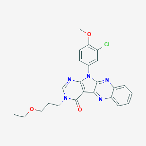 molecular formula C24H22ClN5O3 B357279 11-(3-chloro-4-methoxyphenyl)-3-(3-ethoxypropyl)-3,11-dihydro-4H-pyrimido[5',4':4,5]pyrrolo[2,3-b]quinoxalin-4-one CAS No. 846066-24-8