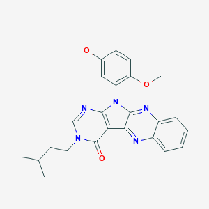 molecular formula C25H25N5O3 B357285 11-(2,5-dimethoxyphenyl)-3-isopentyl-3,11-dihydro-4H-pyrimido[5',4':4,5]pyrrolo[2,3-b]quinoxalin-4-one CAS No. 847337-62-6