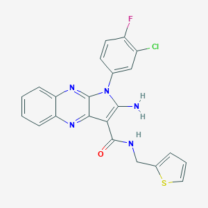 molecular formula C22H15ClFN5OS B357292 2-amino-1-(3-chloro-4-fluorophenyl)-N-(2-thienylmethyl)-1H-pyrrolo[2,3-b]quinoxaline-3-carboxamide CAS No. 577694-29-2
