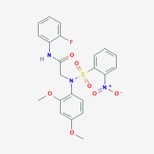 2-(2,4-dimethoxy-N-(2-nitrophenyl)sulfonylanilino)-N-(2-fluorophenyl)acetamide