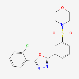 molecular formula C18H16ClN3O4S B3573010 4-[3-[5-(2-Chlorophenyl)-1,3,4-oxadiazol-2-yl]phenyl]sulfonylmorpholine 