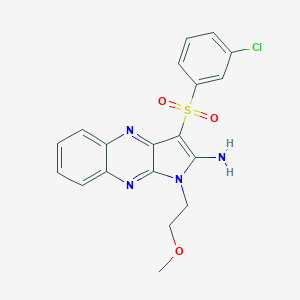 molecular formula C19H17ClN4O3S B357314 3-((3-chlorophenyl)sulfonyl)-1-(2-methoxyethyl)-1H-pyrrolo[2,3-b]quinoxalin-2-amine CAS No. 846028-39-5