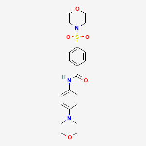 molecular formula C21H25N3O5S B3573220 N-[4-(4-morpholinyl)phenyl]-4-(4-morpholinylsulfonyl)benzamide 