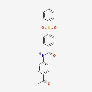 molecular formula C21H17NO4S B3573266 N-(4-Acetyl-phenyl)-4-benzenesulfonyl-benzamide 