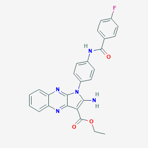 molecular formula C26H20FN5O3 B357327 Ethyl 2-amino-1-[4-[(4-fluorobenzoyl)amino]phenyl]pyrrolo[3,2-b]quinoxaline-3-carboxylate CAS No. 381177-98-6
