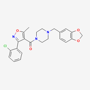 molecular formula C23H22ClN3O4 B3573290 1-(1,3-benzodioxol-5-ylmethyl)-4-{[3-(2-chlorophenyl)-5-methyl-4-isoxazolyl]carbonyl}piperazine 