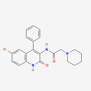 molecular formula C22H22BrN3O2 B3573300 N-(6-bromo-2-oxo-4-phenyl-1,2-dihydroquinolin-3-yl)-2-(piperidin-1-yl)acetamide 