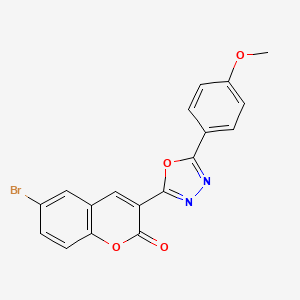 molecular formula C18H11BrN2O4 B3573319 6-Bromo-3-[5-(4-methoxyphenyl)-1,3,4-oxadiazol-2-yl]chromen-2-one 