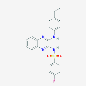 molecular formula C22H19FN4O2S B357332 N-[3-(4-ethylanilino)-2-quinoxalinyl]-4-fluorobenzenesulfonamide CAS No. 577960-49-7