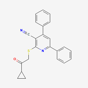 2-[(2-cyclopropyl-2-oxoethyl)thio]-4,6-diphenylnicotinonitrile