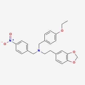 molecular formula C25H26N2O5 B3573373 [2-(2H-1,3-BENZODIOXOL-5-YL)ETHYL][(4-ETHOXYPHENYL)METHYL][(4-NITROPHENYL)METHYL]AMINE 