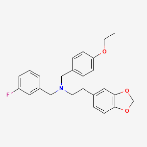 N-[2-(1,3-BENZODIOXOL-5-YL)ETHYL]-N-(4-ETHOXYBENZYL)-N-(3-FLUOROBENZYL)AMINE