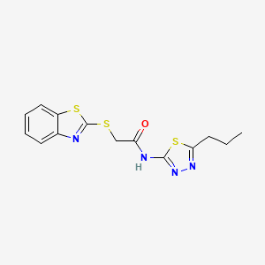 molecular formula C14H14N4OS3 B3573379 2-(1,3-benzothiazol-2-ylsulfanyl)-N-(5-propyl-1,3,4-thiadiazol-2-yl)acetamide 