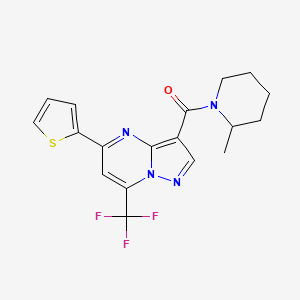 (2-Methylpiperidin-1-yl)[5-(thiophen-2-yl)-7-(trifluoromethyl)pyrazolo[1,5-a]pyrimidin-3-yl]methanone