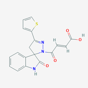 molecular formula C18H13N3O4S B357346 (E)-4-oxo-4-(2-oxo-3'-thiophen-2-ylspiro[1H-indole-3,5'-4H-pyrazole]-1'-yl)but-2-enoic acid CAS No. 929871-20-5