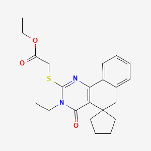 molecular formula C22H26N2O3S B3573466 ETHYL 2-{3-ETHYL-4-OXO-4,6-DIHYDRO-3H-SPIRO[BENZO[H]QUINAZOLINE-5,1'-CYCLOPENTAN]-2-YLSULFANYL}ACETATE 