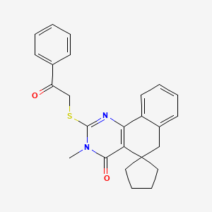 molecular formula C25H24N2O2S B3573468 3-methyl-2-[(2-oxo-2-phenylethyl)sulfanyl]-3H-spiro[benzo[h]quinazoline-5,1'-cyclopentan]-4(6H)-one 