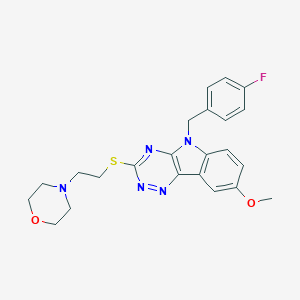 molecular formula C23H24FN5O2S B357350 5-(4-fluorobenzyl)-8-methoxy-3-{[2-(4-morpholinyl)ethyl]sulfanyl}-5H-[1,2,4]triazino[5,6-b]indole CAS No. 921135-12-8