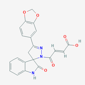 molecular formula C21H15N3O6 B357352 (E)-4-[3'-(1,3-benzodioxol-5-yl)-2-oxospiro[1H-indole-3,5'-4H-pyrazole]-1'-yl]-4-oxobut-2-enoic acid CAS No. 929871-48-7