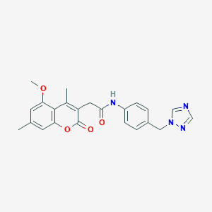 2-(5-methoxy-4,7-dimethyl-2-oxo-2H-chromen-3-yl)-N-[4-(1H-1,2,4-triazol-1-ylmethyl)phenyl]acetamide