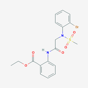 molecular formula C18H19BrN2O5S B3573625 ethyl 2-{[N-(2-bromophenyl)-N-(methylsulfonyl)glycyl]amino}benzoate 