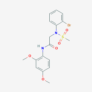 molecular formula C17H19BrN2O5S B3573627 N~2~-(2-bromophenyl)-N~1~-(2,4-dimethoxyphenyl)-N~2~-(methylsulfonyl)glycinamide 