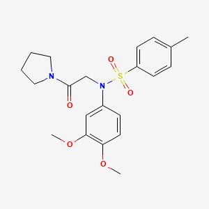 N-(3,4-dimethoxyphenyl)-4-methyl-N-[2-oxo-2-(1-pyrrolidinyl)ethyl]benzenesulfonamide