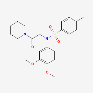 N-(3,4-dimethoxyphenyl)-4-methyl-N-[2-oxo-2-(1-piperidinyl)ethyl]benzenesulfonamide