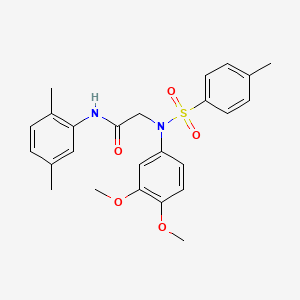 molecular formula C25H28N2O5S B3573651 2-(3,4-dimethoxy-N-(4-methylphenyl)sulfonylanilino)-N-(2,5-dimethylphenyl)acetamide 