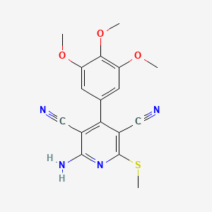 molecular formula C17H16N4O3S B3573706 2-amino-6-(methylthio)-4-(3,4,5-trimethoxyphenyl)-3,5-pyridinedicarbonitrile 