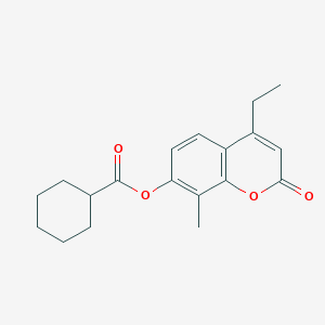 molecular formula C19H22O4 B3573757 4-ethyl-8-methyl-2-oxo-2H-chromen-7-yl cyclohexanecarboxylate 