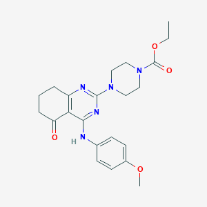 Ethyl 4-{4-[(4-methoxyphenyl)amino]-5-oxo-5,6,7,8-tetrahydroquinazolin-2-yl}piperazine-1-carboxylate