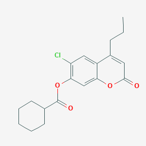 molecular formula C19H21ClO4 B3573880 6-chloro-2-oxo-4-propyl-2H-chromen-7-yl cyclohexanecarboxylate 