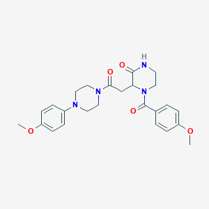 molecular formula C25H30N4O5 B357389 4-(4-methoxybenzoyl)-3-{2-[4-(4-methoxyphenyl)piperazino]-2-oxoethyl}tetrahydro-2(1H)-pyrazinone CAS No. 1032334-15-8