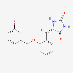 molecular formula C17H13FN2O3 B3573897 (5E)-5-({2-[(3-FLUOROPHENYL)METHOXY]PHENYL}METHYLIDENE)IMIDAZOLIDINE-2,4-DIONE 