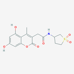 molecular formula C16H17NO7S B357392 2-(5,7-dihydroxy-4-methyl-2-oxo-2H-chromen-3-yl)-N-(1,1-dioxidotetrahydro-3-thienyl)acetamide CAS No. 929859-78-9