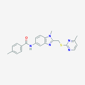 4-methyl-N-(1-methyl-2-{[(4-methyl-2-pyrimidinyl)sulfanyl]methyl}-1H-benzimidazol-5-yl)benzamide