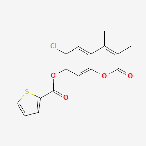 molecular formula C16H11ClO4S B3573955 6-chloro-3,4-dimethyl-2-oxo-2H-chromen-7-yl thiophene-2-carboxylate 