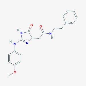 molecular formula C20H22N4O3 B357400 2-[2-(4-methoxyanilino)-4-oxo-4,5-dihydro-1H-imidazol-5-yl]-N-(2-phenylethyl)acetamide CAS No. 1013819-23-2