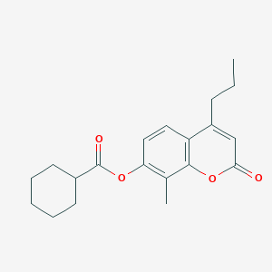 molecular formula C20H24O4 B3574022 8-methyl-2-oxo-4-propyl-2H-chromen-7-yl cyclohexanecarboxylate 