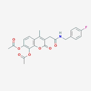 7-(acetyloxy)-3-{2-[(4-fluorobenzyl)amino]-2-oxoethyl}-4-methyl-2-oxo-2H-chromen-8-yl acetate