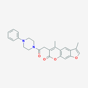 molecular formula C25H24N2O4 B357414 3,5-dimethyl-6-[2-oxo-2-(4-phenyl-1-piperazinyl)ethyl]-7H-furo[3,2-g]chromen-7-one CAS No. 921094-71-5