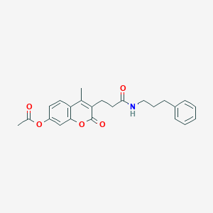molecular formula C24H25NO5 B357415 4-methyl-2-oxo-3-{3-oxo-3-[(3-phenylpropyl)amino]propyl}-2H-chromen-7-yl acetate CAS No. 919739-91-6