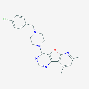 molecular formula C22H22ClN5O B357416 4-[4-(4-Chlorobenzyl)-1-piperazinyl]-7,9-dimethylpyrido[3',2':4,5]furo[3,2-d]pyrimidine CAS No. 921152-99-0
