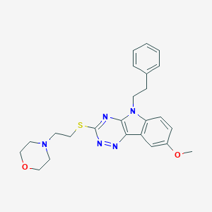 molecular formula C24H27N5O2S B357422 8-methoxy-3-{[2-(morpholin-4-yl)ethyl]sulfanyl}-5-(2-phenylethyl)-5H-[1,2,4]triazino[5,6-b]indole CAS No. 921111-25-3
