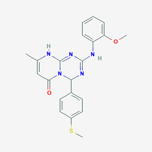 2-(2-methoxyanilino)-8-methyl-4-[4-(methylsulfanyl)phenyl]-1,4-dihydro-6H-pyrimido[1,2-a][1,3,5]triazin-6-one