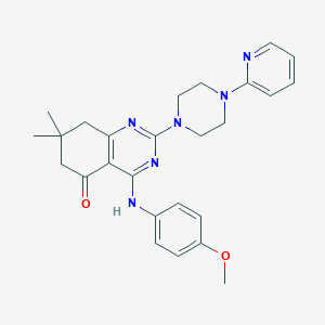 molecular formula C26H30N6O2 B357429 4-(4-methoxyanilino)-7,7-dimethyl-2-[4-(2-pyridinyl)-1-piperazinyl]-7,8-dihydro-5(6H)-quinazolinone CAS No. 921082-65-7